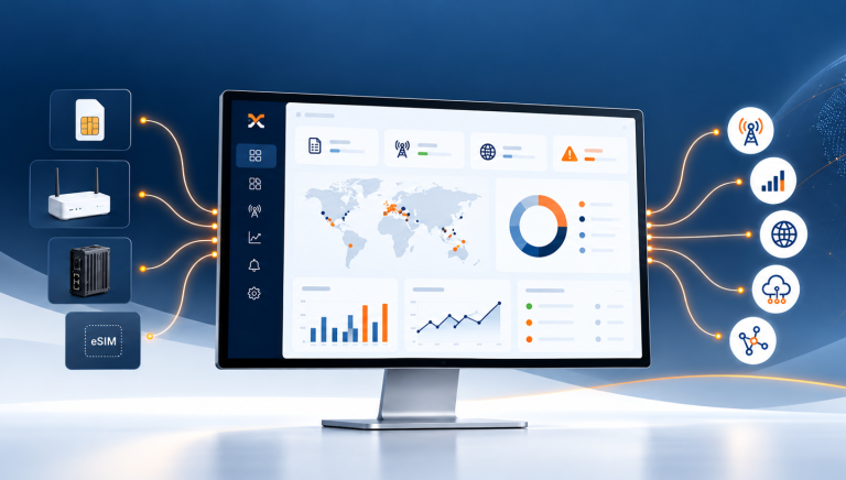 Dashboard view of Thingsdata Control for managing SIM cards, routers and gateways